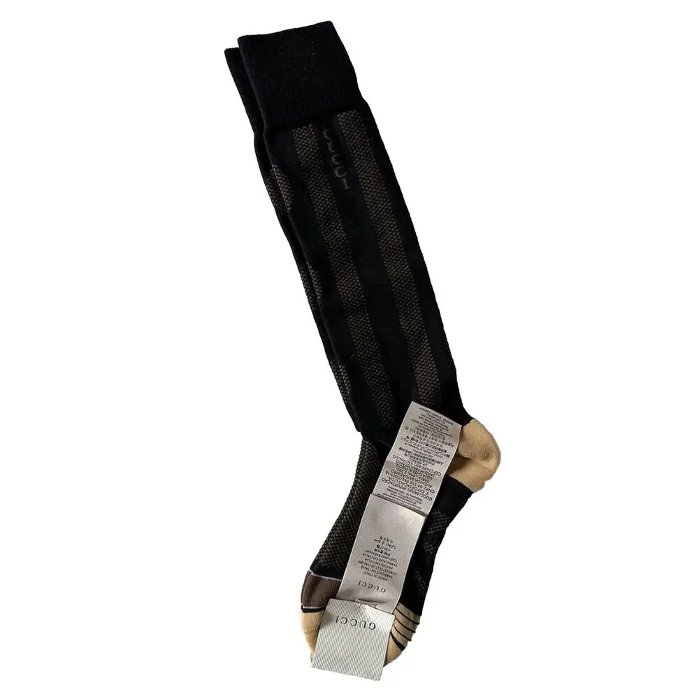 NWT Gucci GG Black/Beige Socks Size S (18-20 cm) Made in Italy 675854